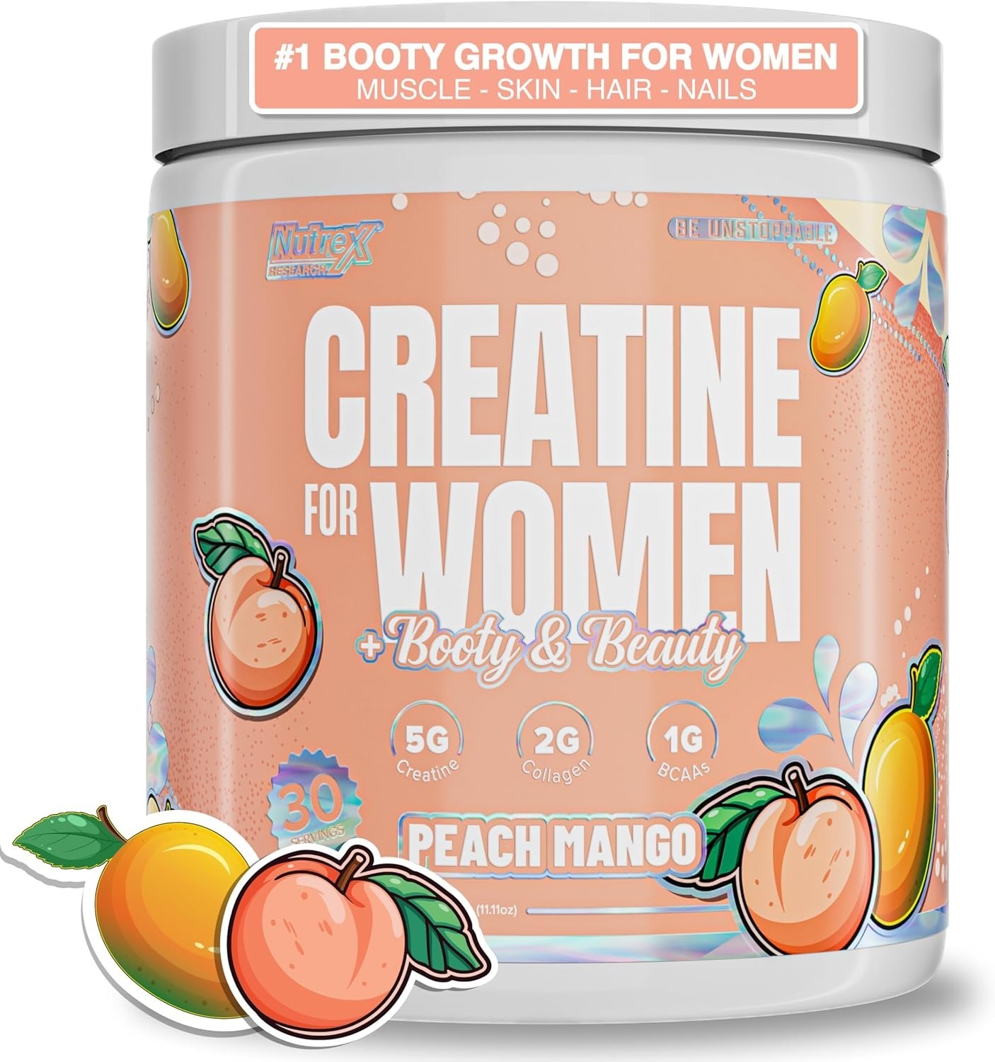 Nutrex CREATINE Monohydrate For WOMEN Collagen Biotin BCAA Peach Mango 30 Serv