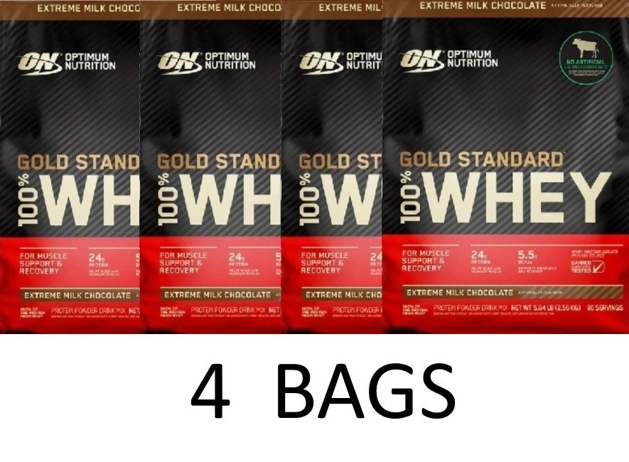 Optimum Nutrition Gold Standard Whey Protein Powder Chocolate – 5.64 lb – 4 Bags