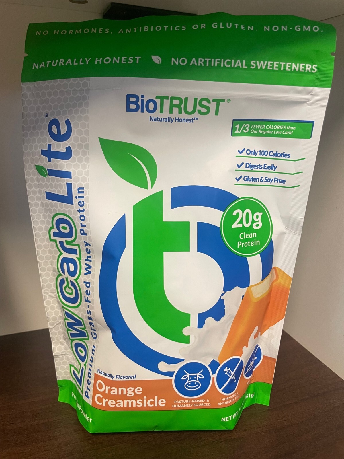 12.7oz Biotrust Low Carb Lite Protein Powder Orange Cream 20g Grass-fed Whey