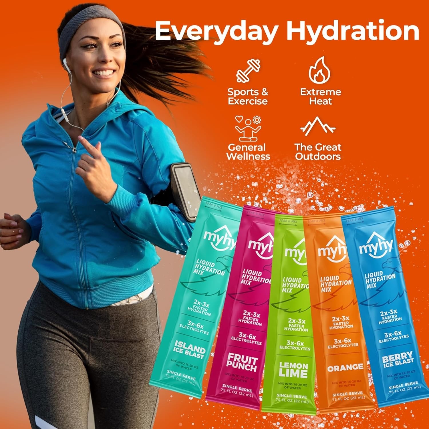 Electrolyte Liquid Hydration Packets – Orange, 5 Count