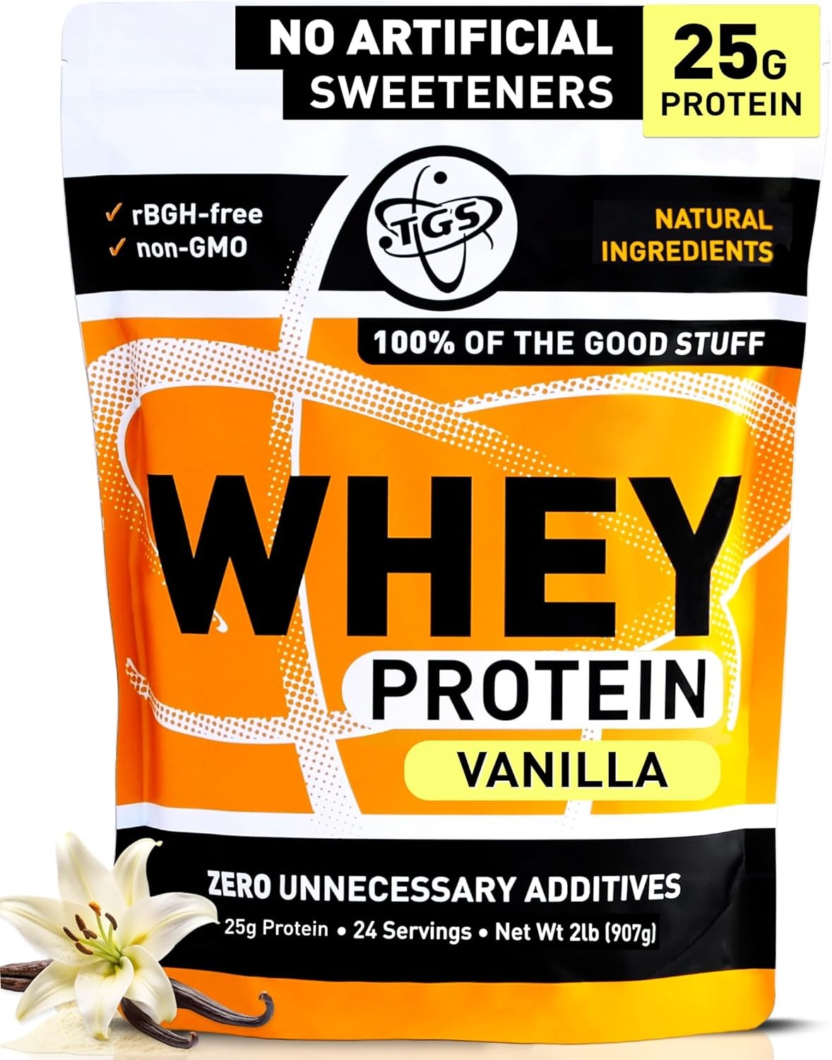TGS Nutrition Vanilla Whey Protein Powder 2lb – No Artificial Sweeteners, All Na