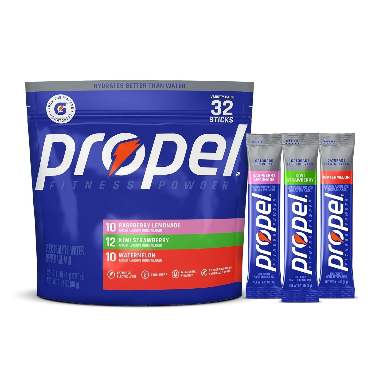 Propel Electrolyte Powder Drink Mix – Grape, Sugar Free, 32 Servings