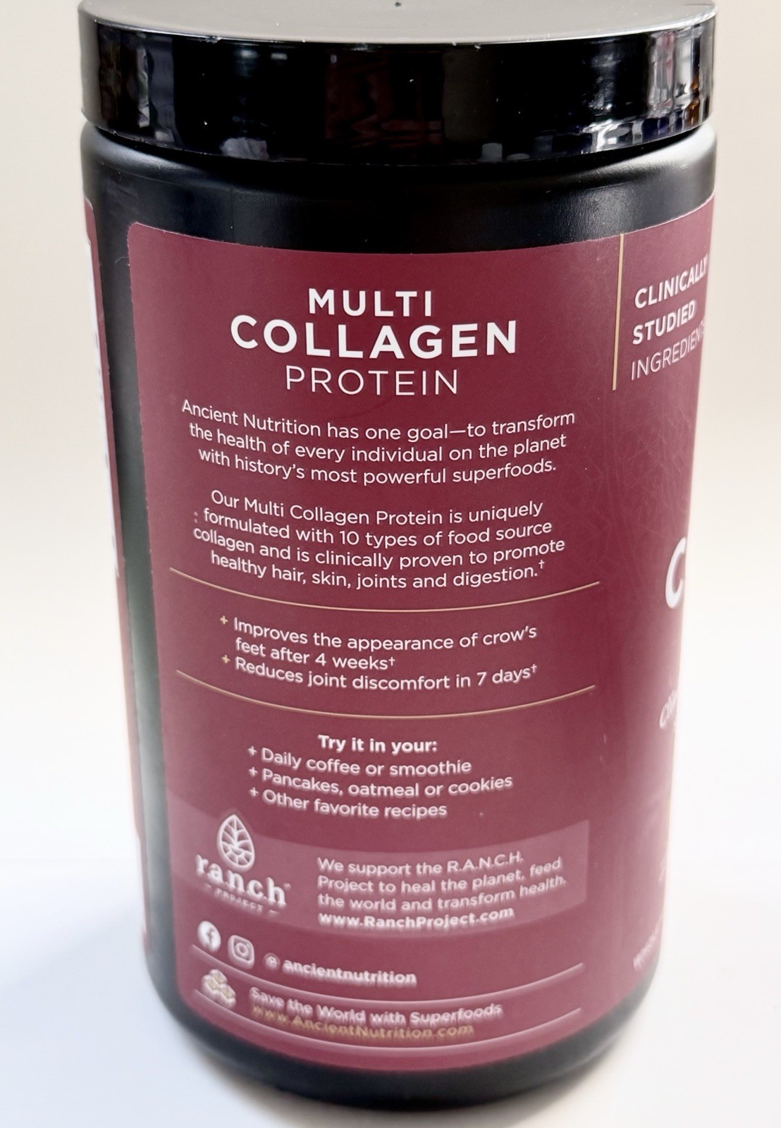 Ancient Nutrition Multi Collagen Protein Powder 10 Types Unflavored 24 Serv