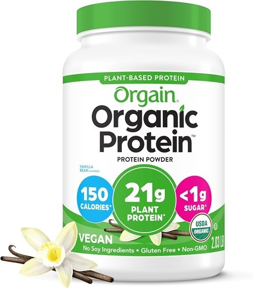 Orgain Organic Vegan Protein Powder Vanilla Bean Shakes and Smoothies 2.03lb