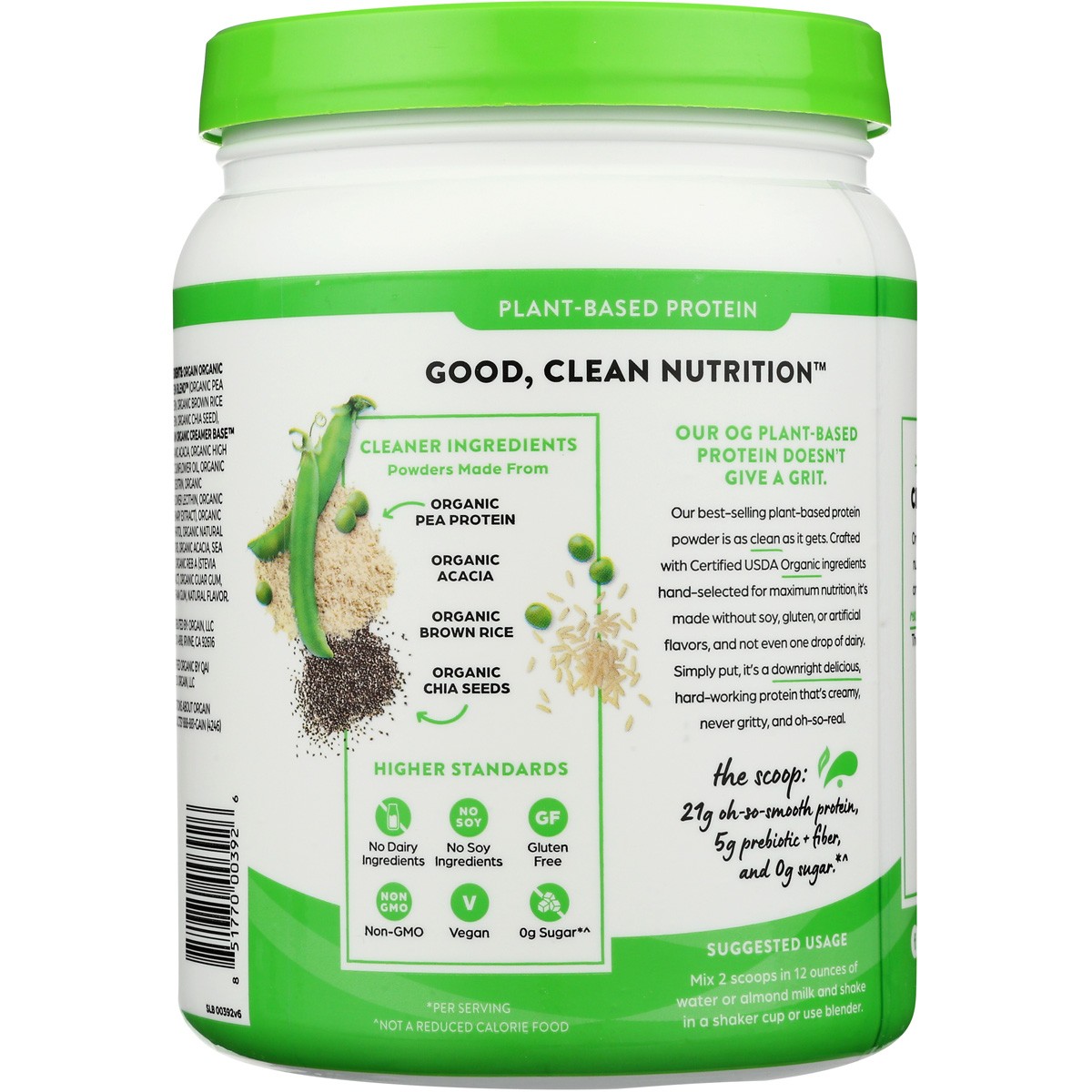 Orgain Organic Plant Based Protein Powder Vanilla Bean 16.3 Oz Rice 1 Pack
