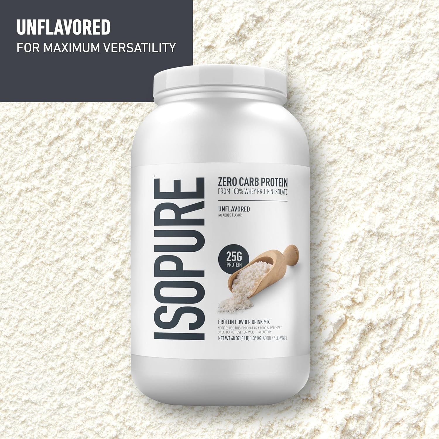 Isopure Zero Carb 100% Pure Whey Isolate Protein Powder, Gluten Free, with Vitam