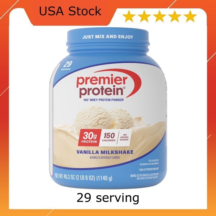 Premier Protein 100% Whey Protein Powder, Vanilla Milkshake 30g Protein, 40.2 Oz