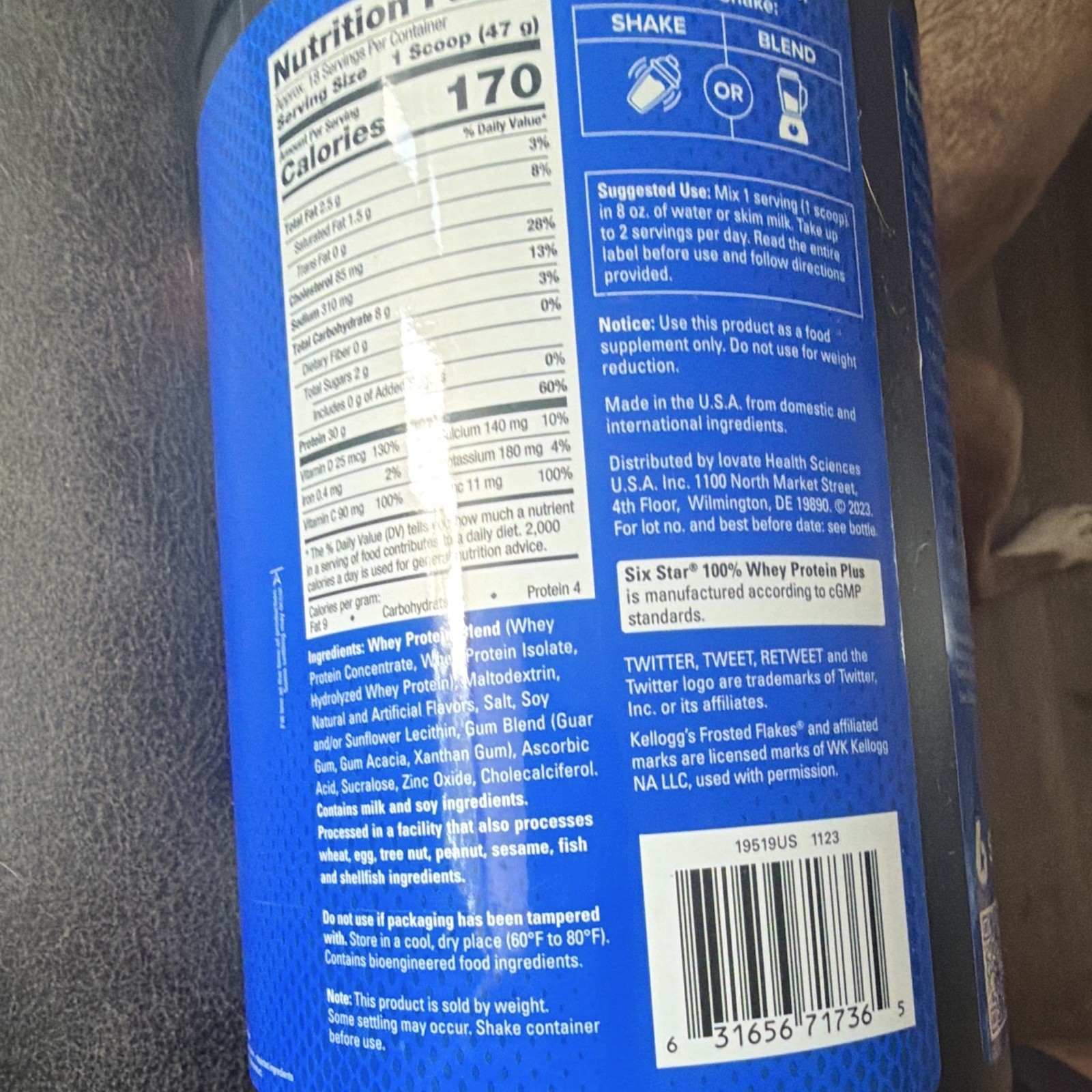 Six Star 100% Whey Protein Plus Powder Frosted Flakes Flavor 1.81 lb