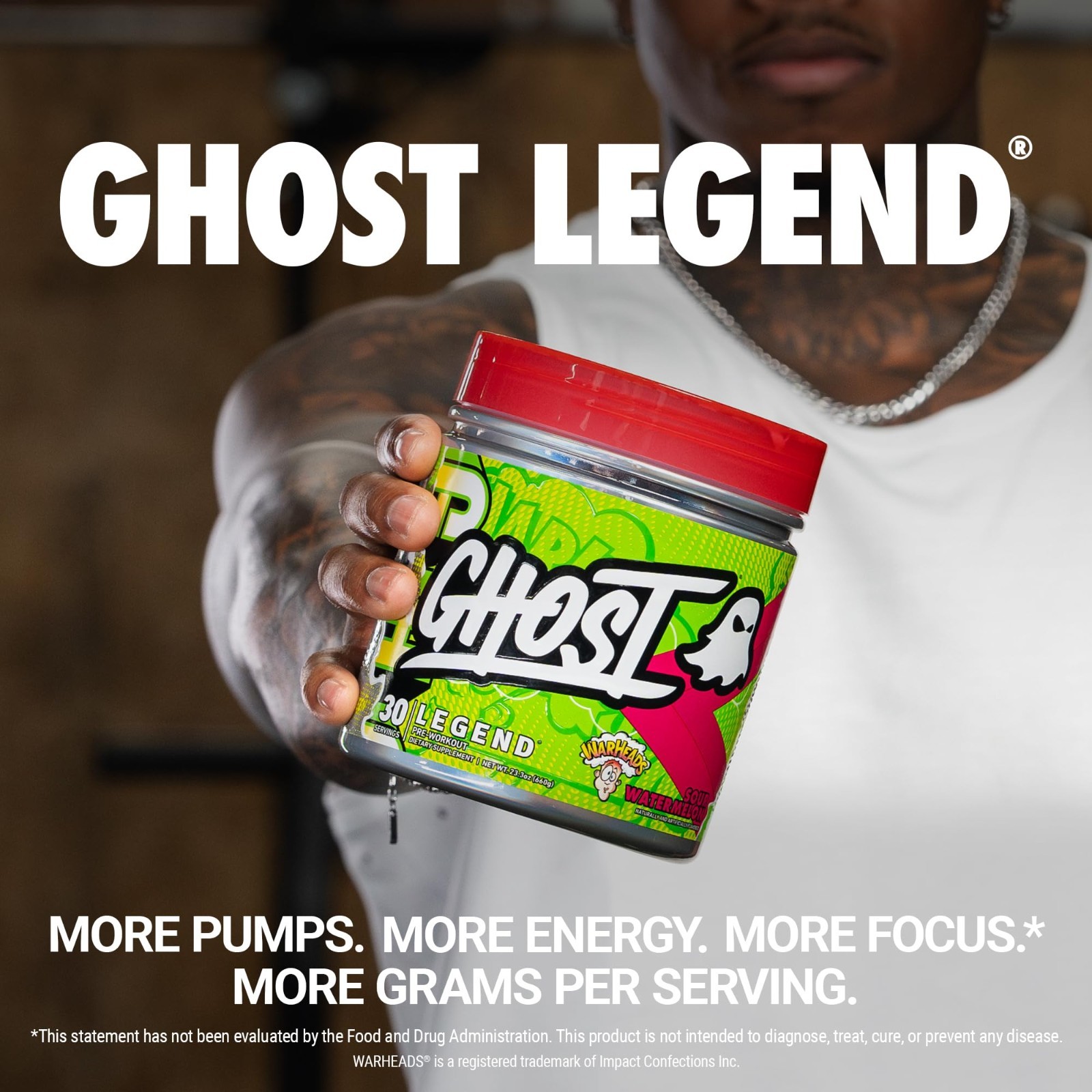 Pre-Workout Powder – Sour Watermelon Flavor, 30 Servings, 300mg Caffeine, Energy
