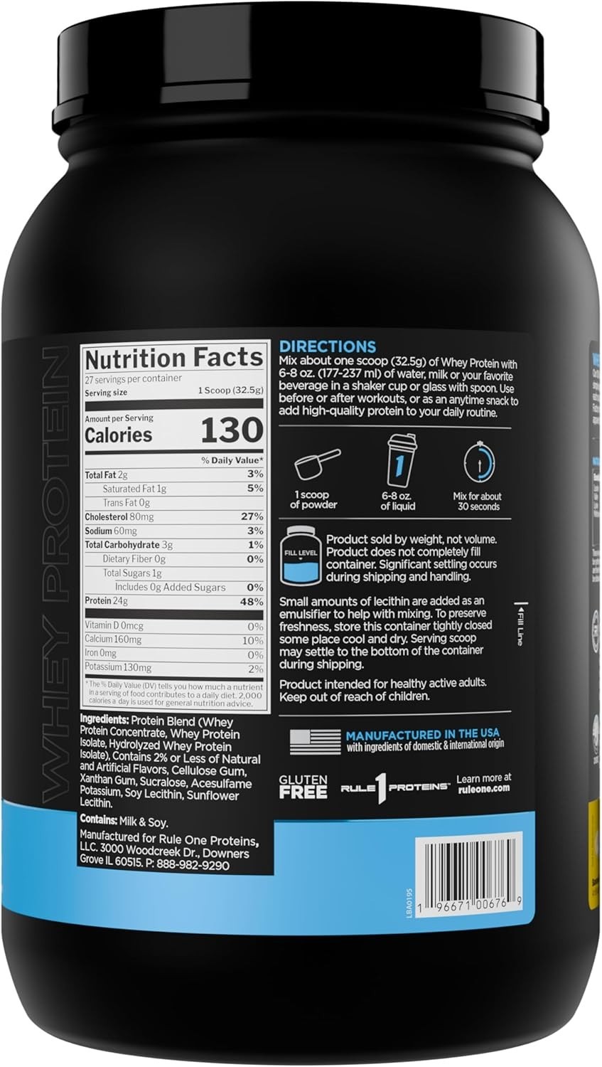 Rule 1 Whey Protein – 24g FastActing Protein from AllWhey Sources with Natura…