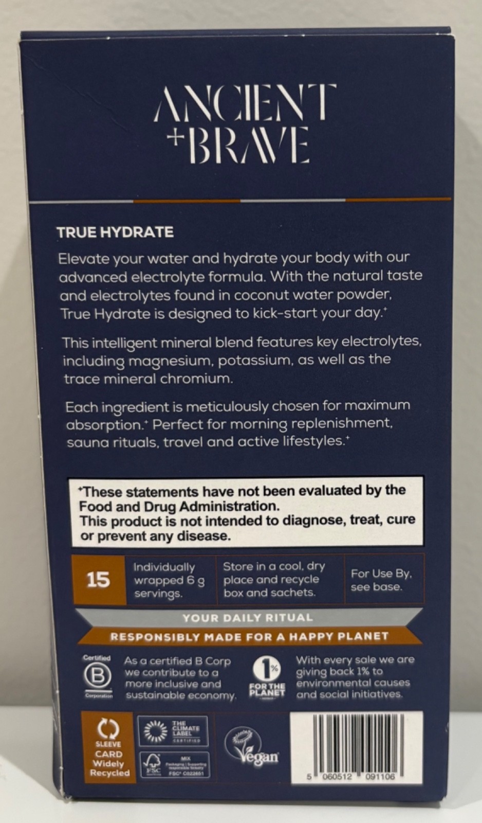 Ancient + Brave True Hydrate | 90g | 15 Packets – New in Box