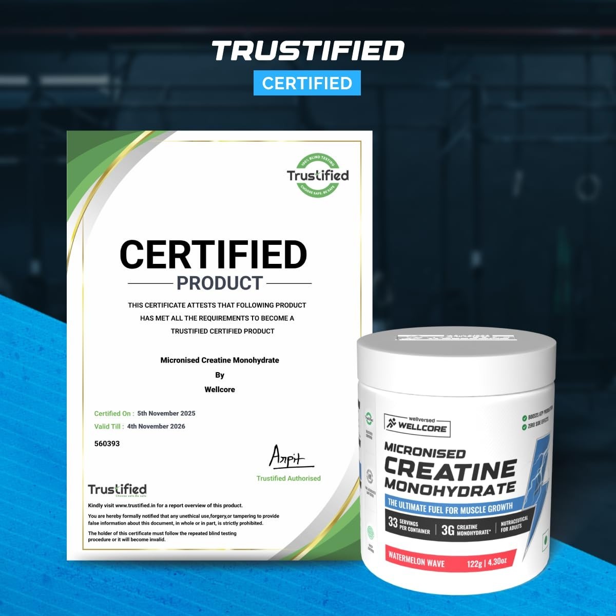 Pure Micronised Creatine Monohydrate powder (Watermelon Wave, 33 Servings)