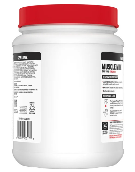 Muscle Milk Genuine Protein Powder, Vanilla, 1.9 lb, 32g Protein