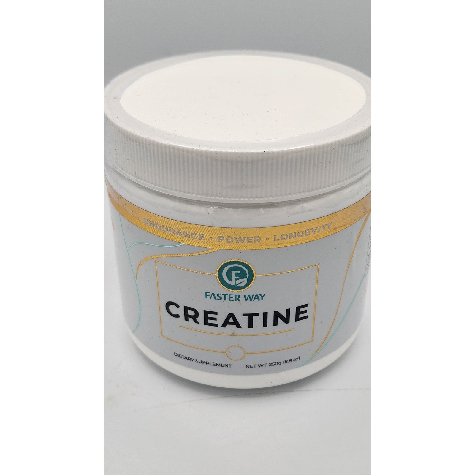 Faster Way Creatine Monohydrate Supplement 250g 8.8oz 50 Servings Vegan Non-GMO