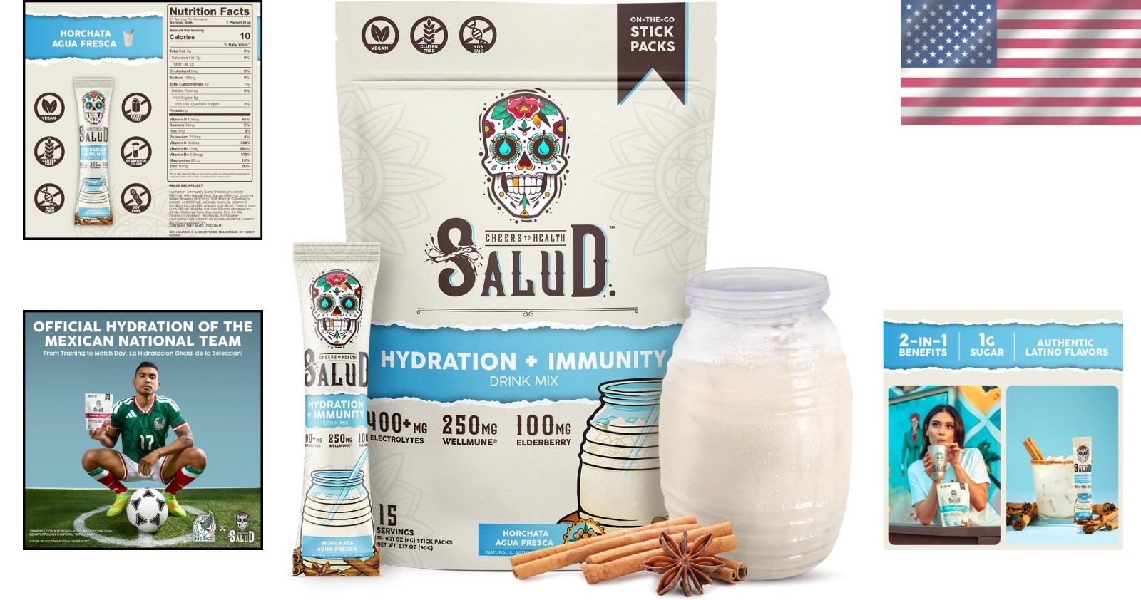 Horchata Immunity & Electrolytes Powder by Salud – , Non-GMO, 15 Servings