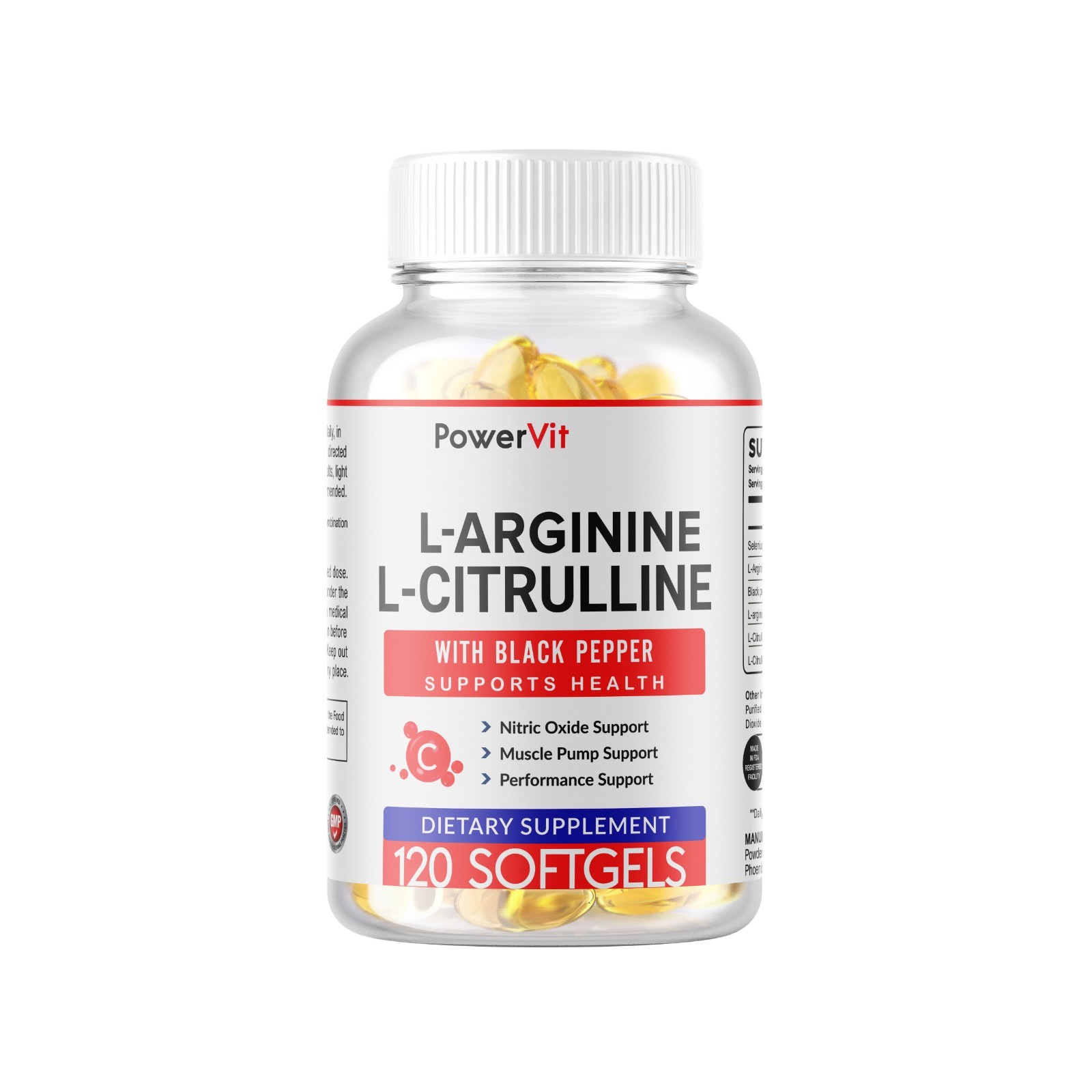 L-Arginine L-Citrulline Complex 3000mg, 240 Softgels – Non-GMO