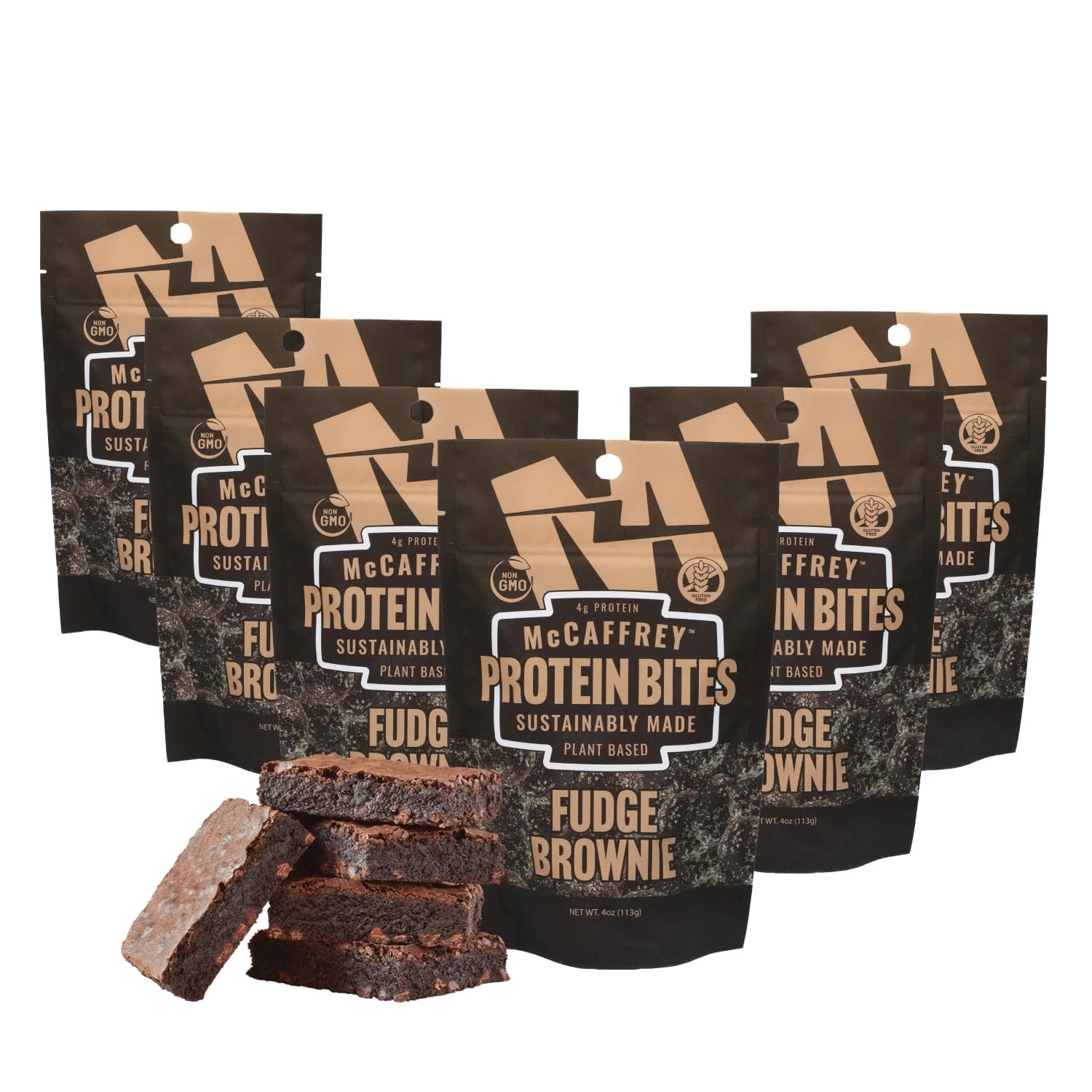 McCaffrey Protein Bites, Fudge Brownie, 6 Multi-Serving Bags – 4g Protein