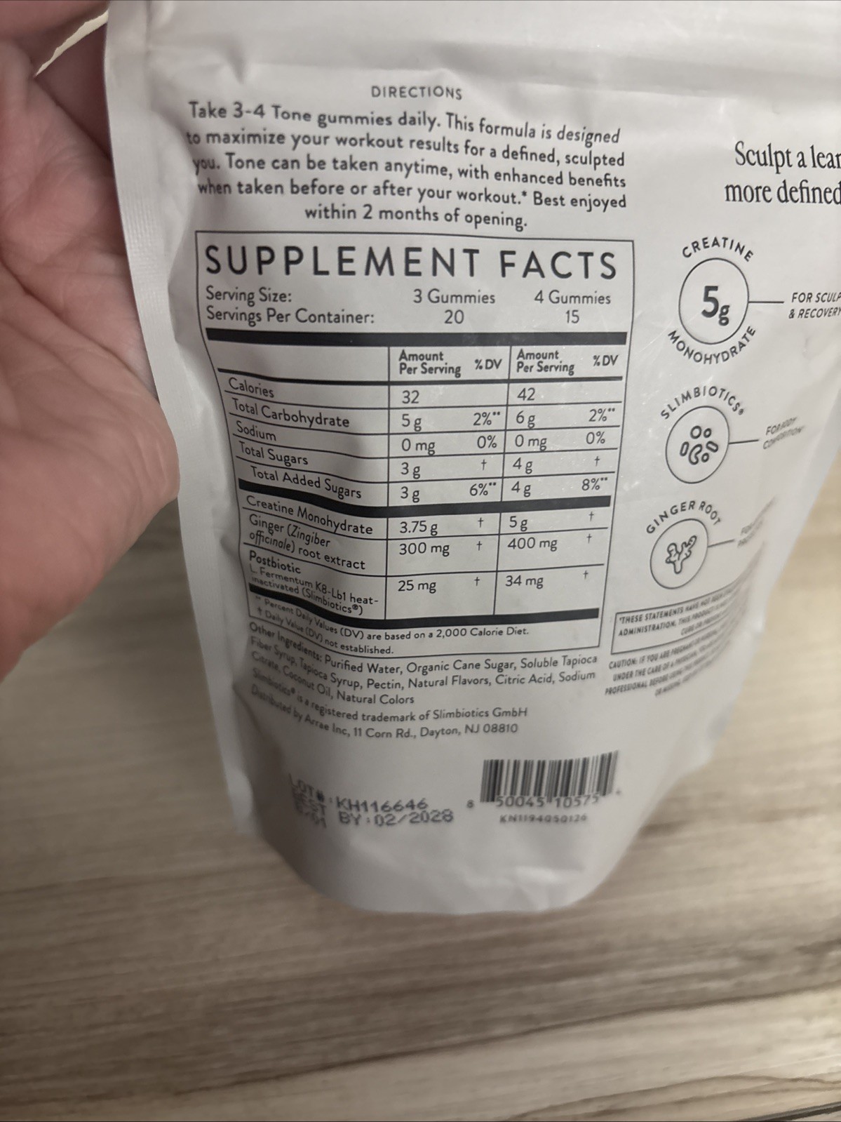 Arrae Tone Creatine Gummies Sour Watermelon 60 Gummies Exp Date 02/2028