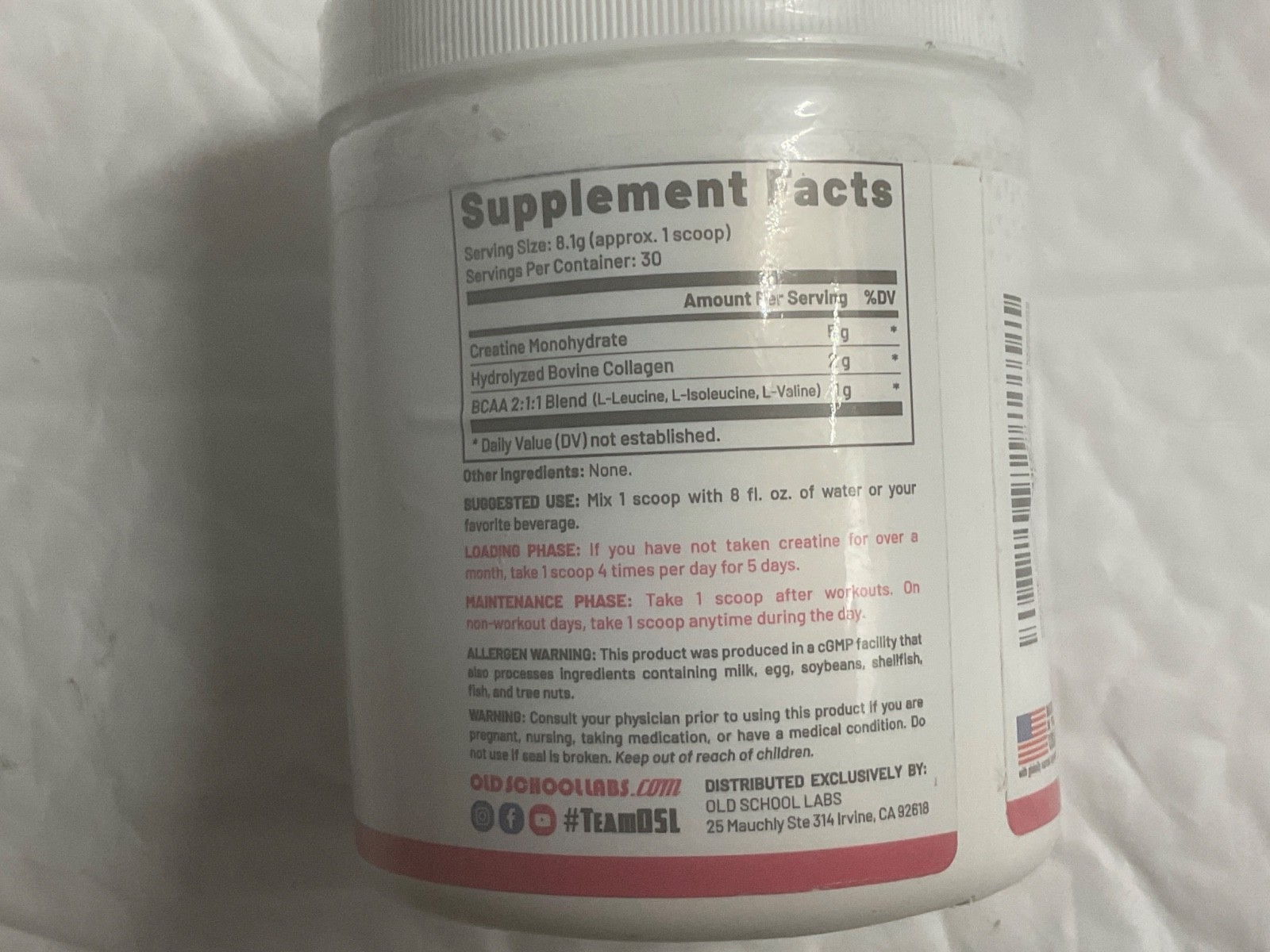 Old School Creatine Monohydrate Powder for Women 30 servings unflavored 5/27