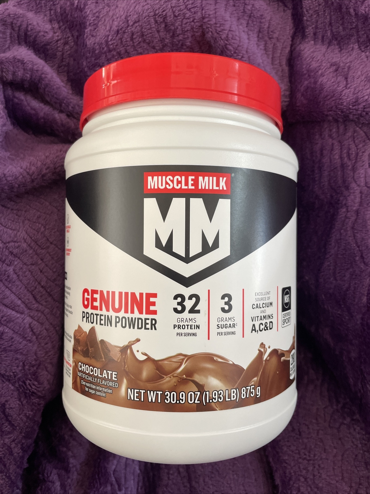 Muscle Milk Genuine Protein Powder, Chocolate, 1.93 Pound, 12 Servings