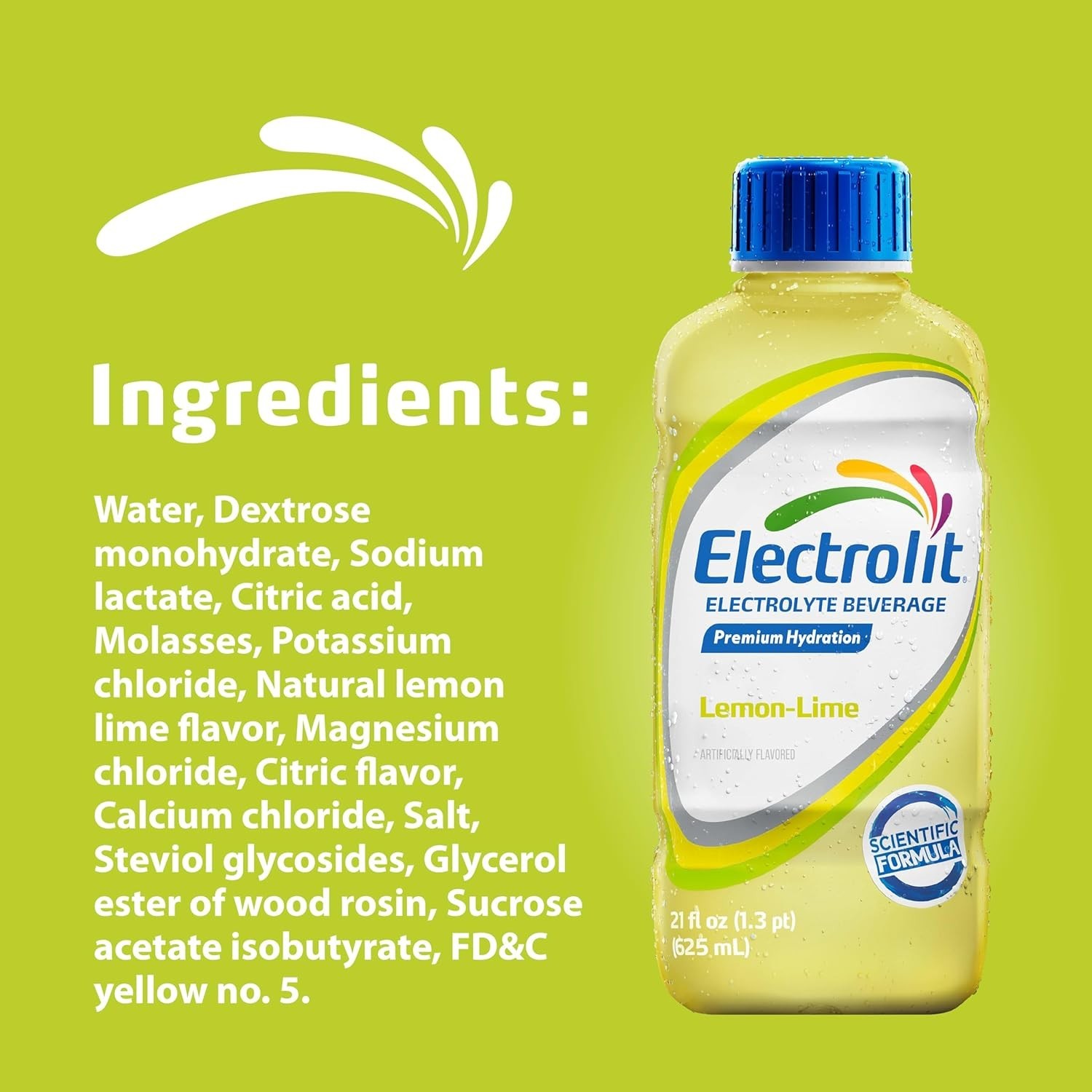 Electrolit, Electrolyte Beverage, Lemon-Lime, 21 Fl Oz bottle (Pack of 12)