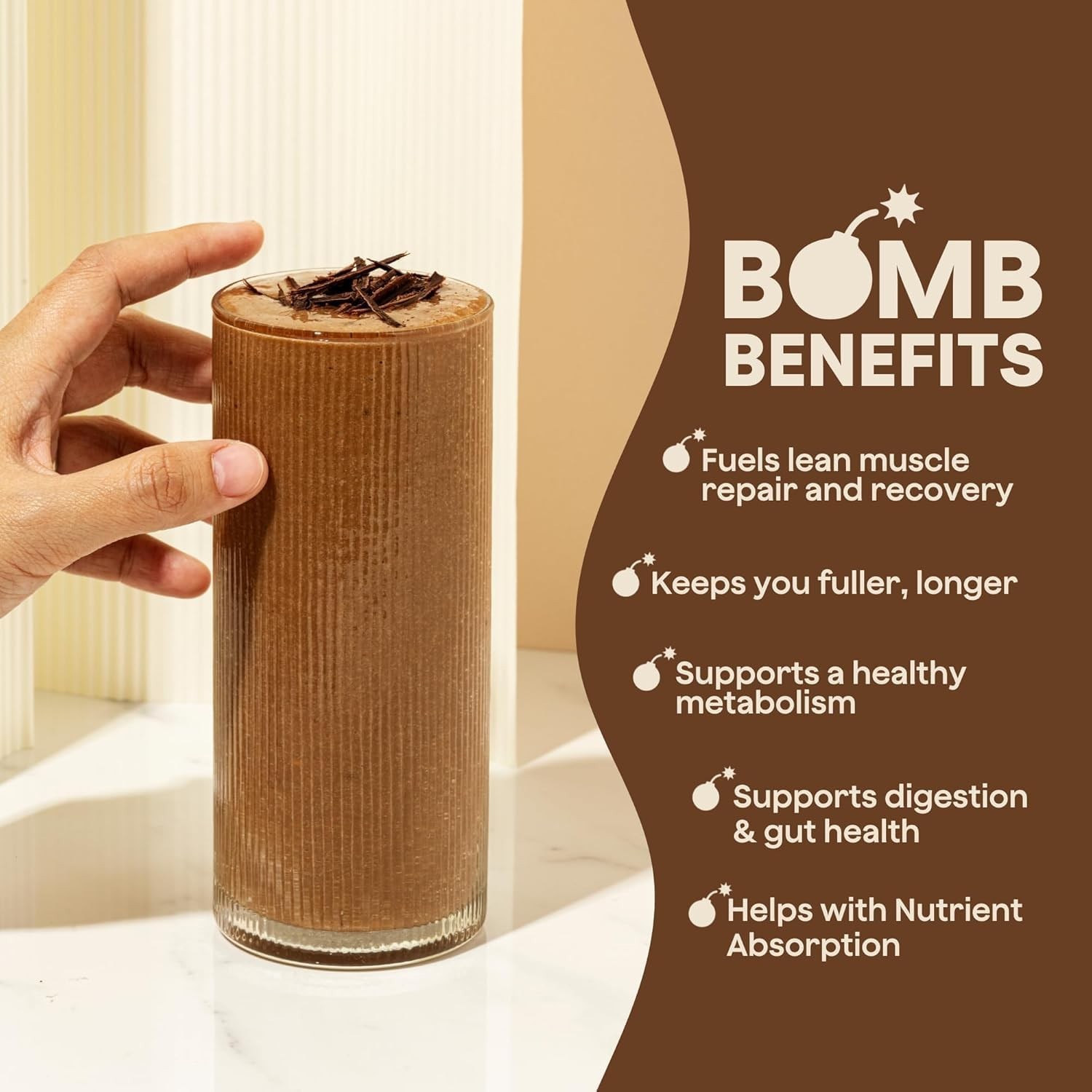 The Bomb Co. Bomb Plant, Protein Powder with 21g Protein Zero Sugar Chocolate..