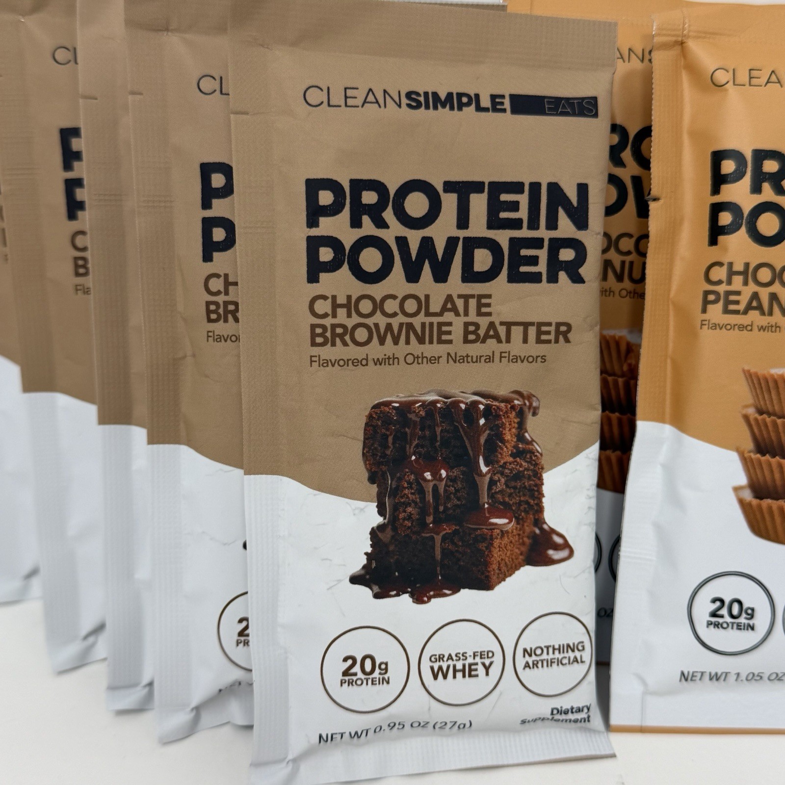 CLEAN SIMPLE EATS Whey Protein Powder Variety of Single Serve 8ct CHOCOLATE
