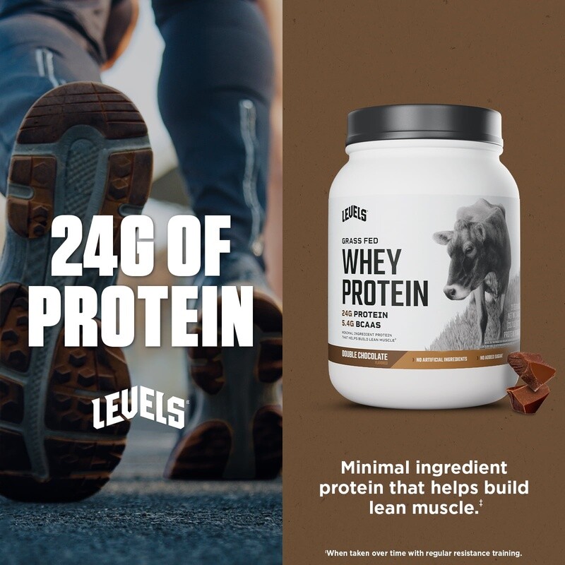 Grass Fed Whey Protein Double Chocolate 24G Protein No Sugar Gluten Free New