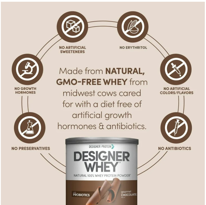 Designer Whey Protein Powder Gourmet Chocolate 12oz Gluten Free