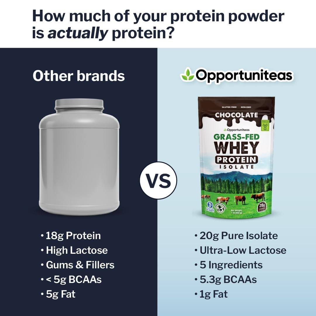 Opportuniteas Grass Fed Chocolate Whey Isolate Protein 1 Pound (Pack of 1)
