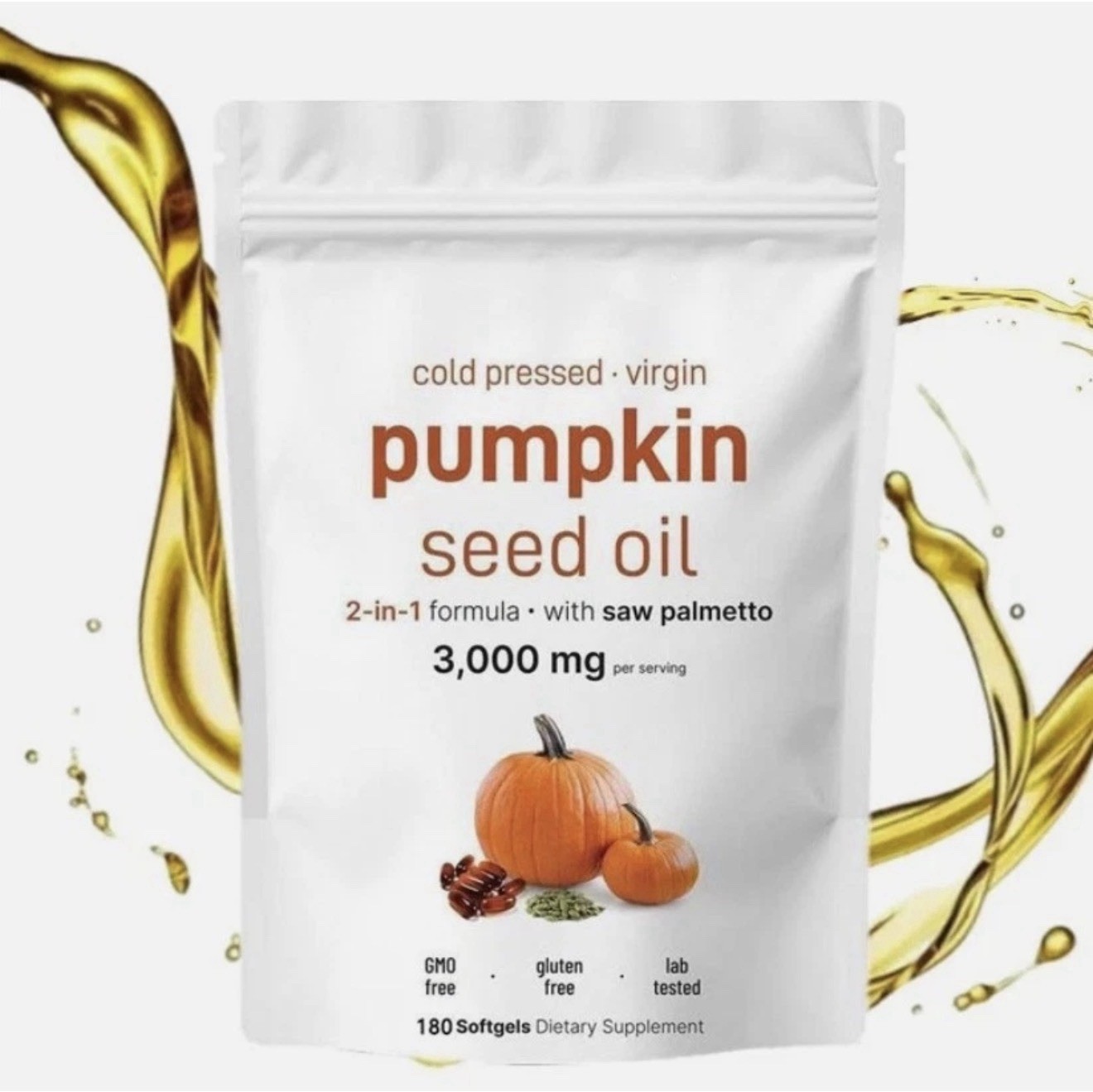 Pumpkin Seed Oil Saw Palmetto 3000mg 300gels Cold Press Virgin Oil Phytosterols