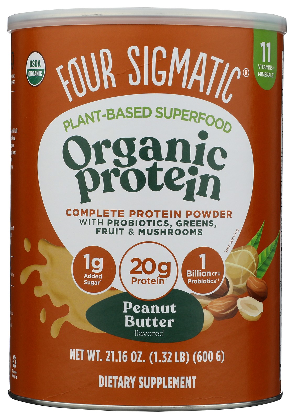 Four Sigmatic Peanut Butter Organic Protein Plant-Based Powder 21.16 Oz 1 Pack