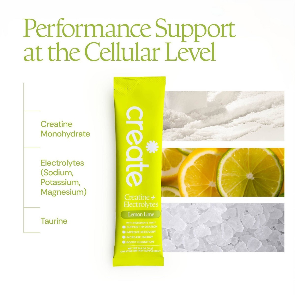 Create Wellness Creatine + Electrolytes Mix Monohydrate Stick Packs NSF 12ct