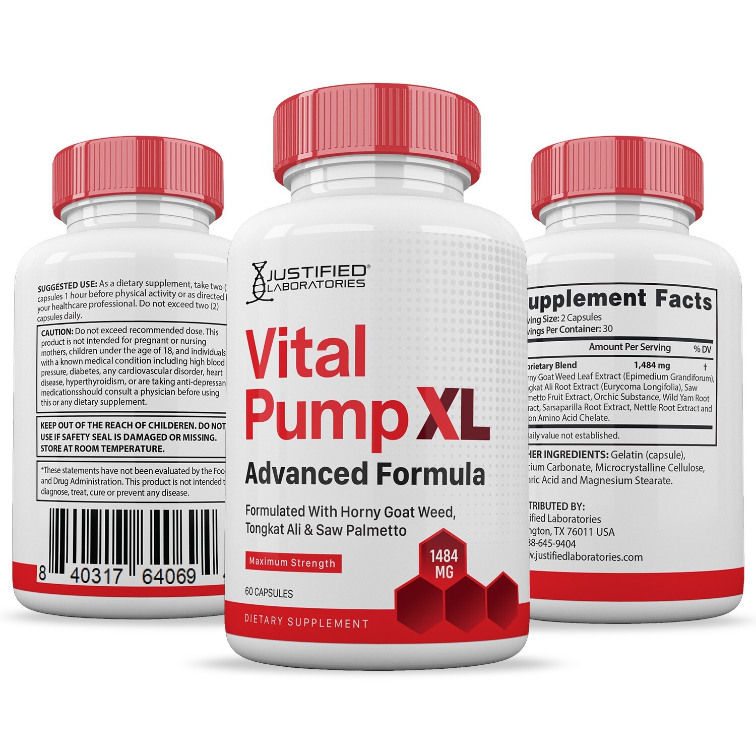 VItal Pump XL for Men Advanced Formula 1484MG Pills Vitamin Supplement