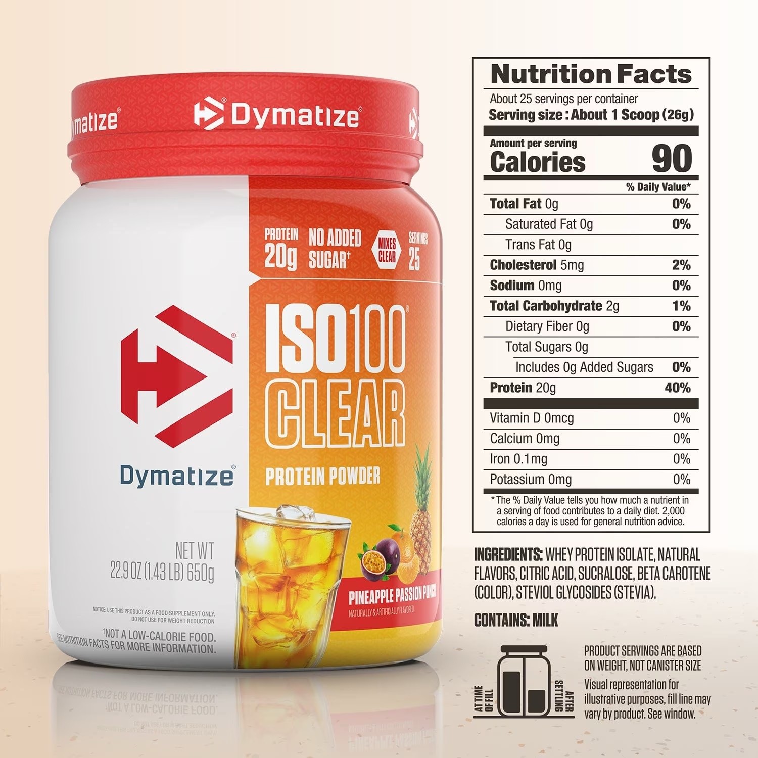 Dymatize ISO100 Clear Whey Isolate Protein Pineapple Passion Punch 1.4 lbs New