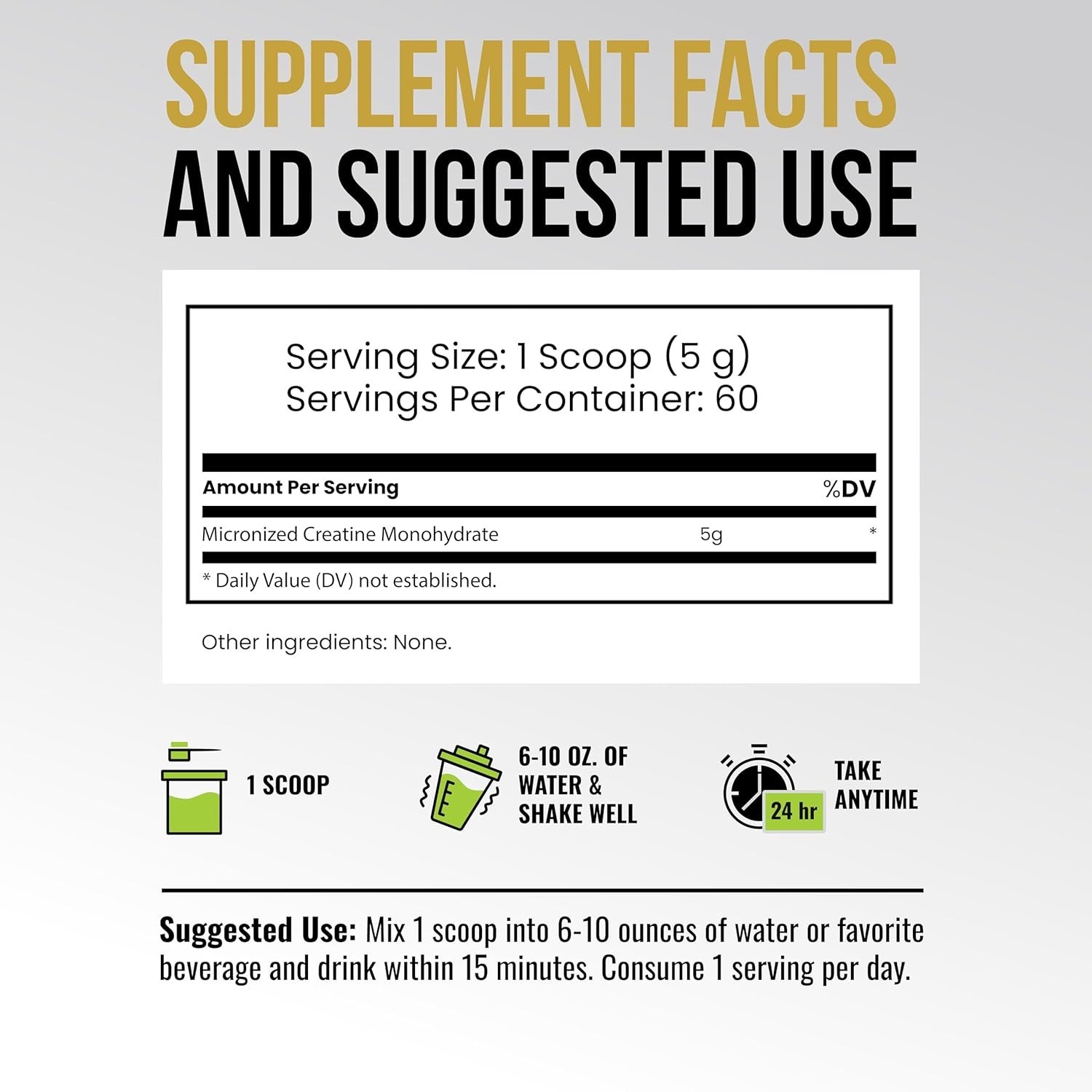 Daily Use Micronized Creatine Powder – 5000mg, 60 Servings for Strength Gains