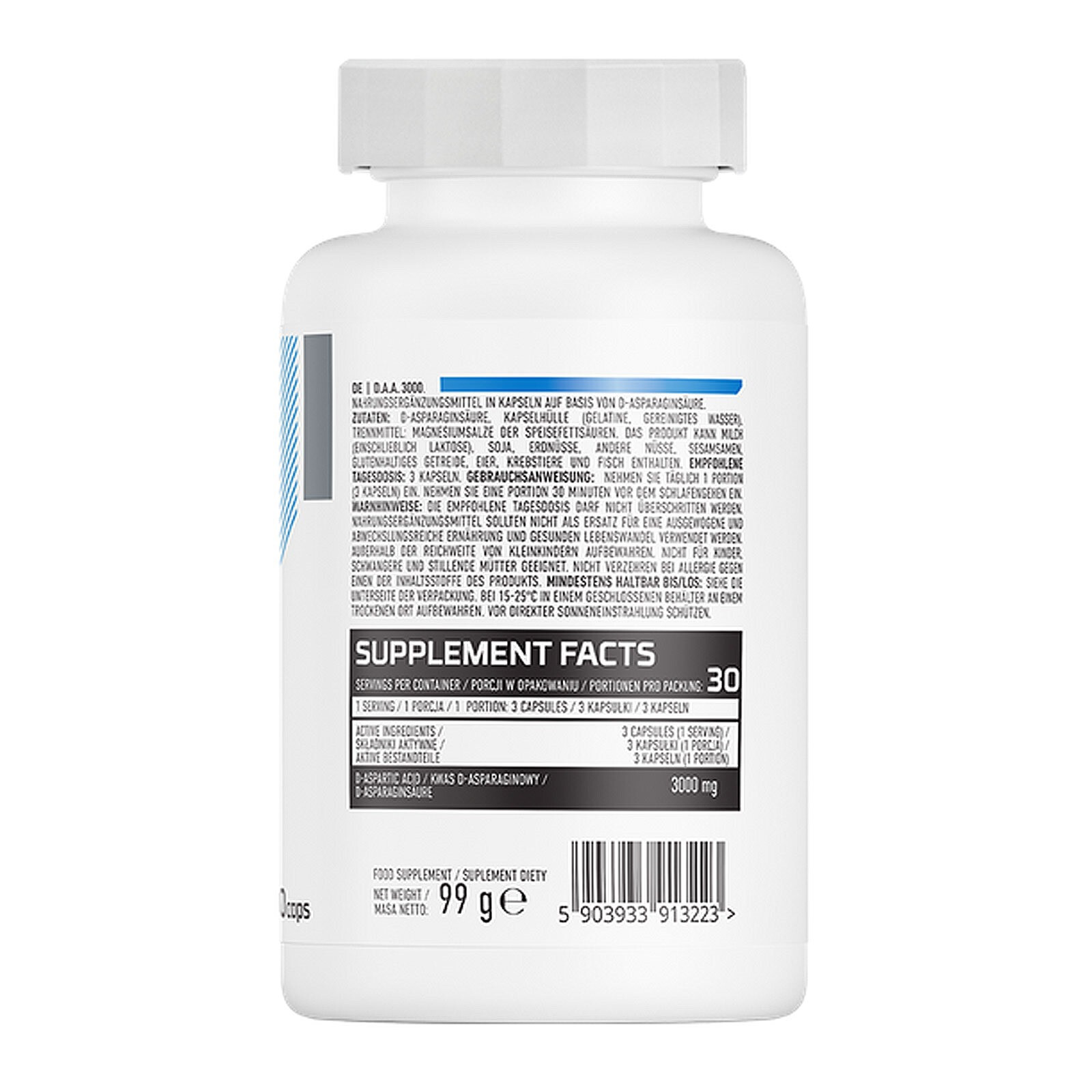 OstroVit DAA 3000 90 Caps. Anabolic Testosterone Booster D-Aspartic Acid Pills