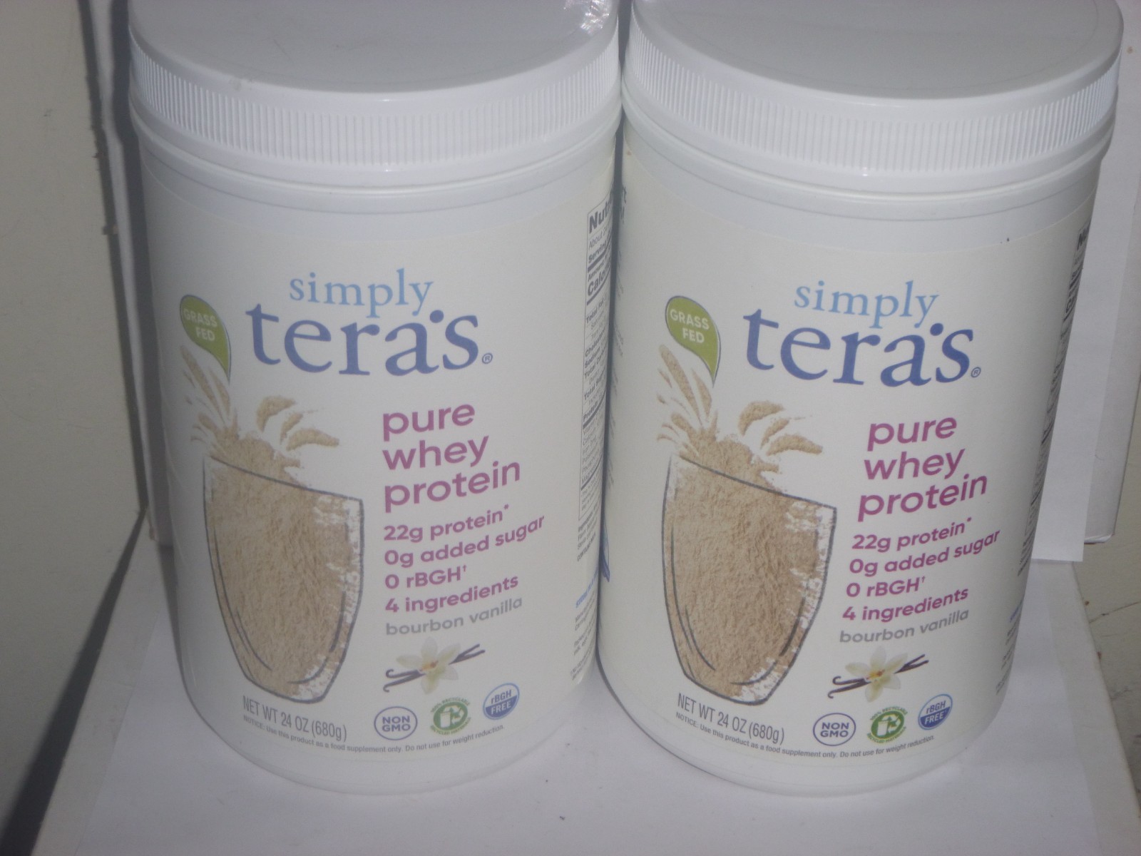 (2 pack) Simply Tera’s Pure Whey Protein Powder – Bourbon Vanilla 24oz Exp 2027