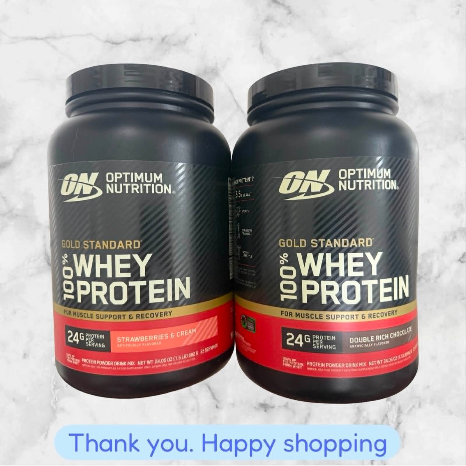 FOR 2 Optimum Nutrition Gold Standard 100% Whey Protein Powder 2 Flavors 24.05oz
