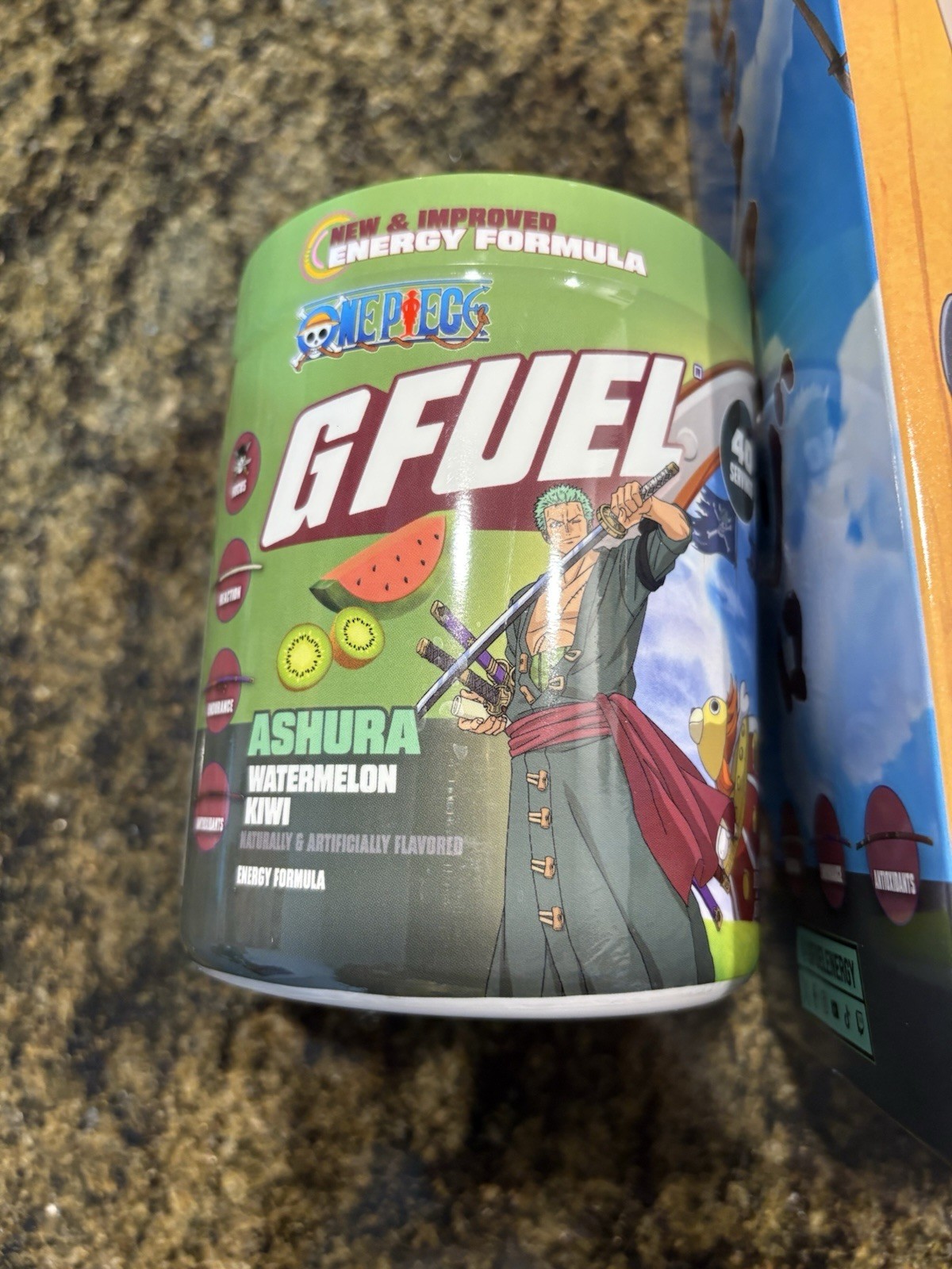 Gfuel x One Piece Zoro Ashura Collector’s Box – Shaker Cup Energy Powder Sticker
