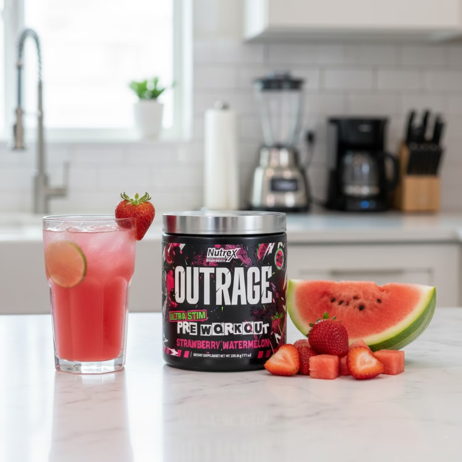 Nutrex Research OUTRAGE Strawberry Watermelon High Intensity Pre Workout Powder