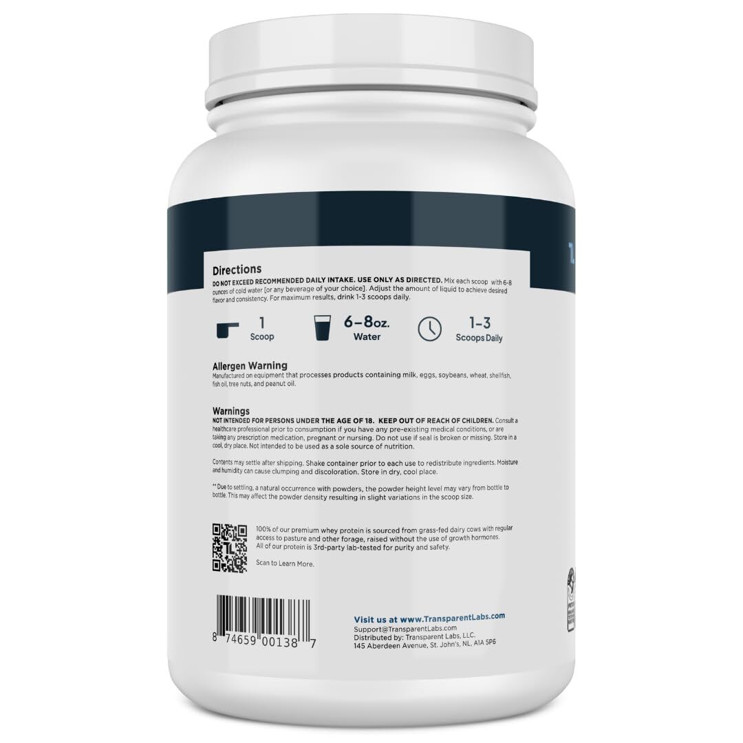 Transparent Labs 100 Grass Fed Whey Protein Isolate 30 Servings 28g Protein P…
