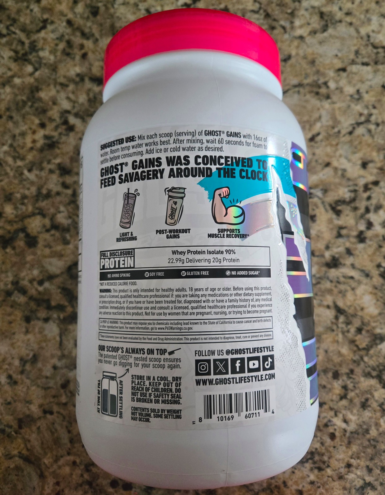 Ghost Clear Gains Mass Gainer Protein Powder 20 Servings Blue Raspberry