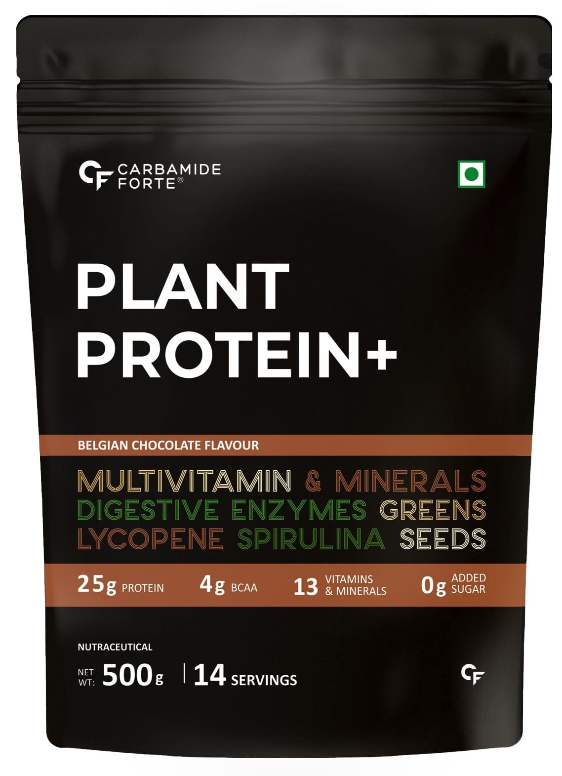 Carbamide Forte Plant Protein Chocolate 500g |Pea Protein + Superfoods + Enzymes