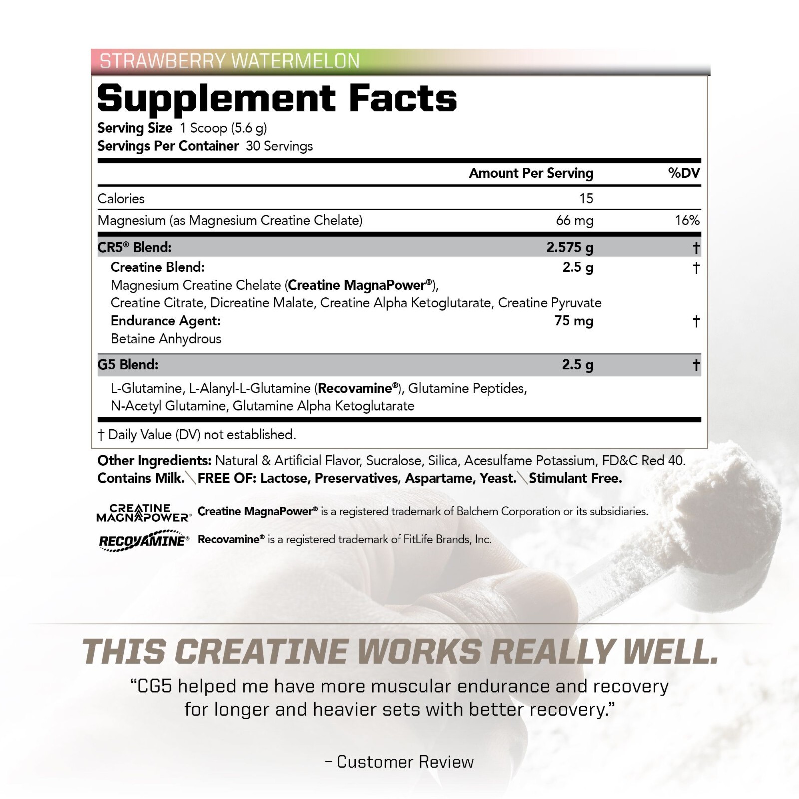 CG5 – Creatine/Glutamine Powder – Strength, Power & Recovery 30 servings