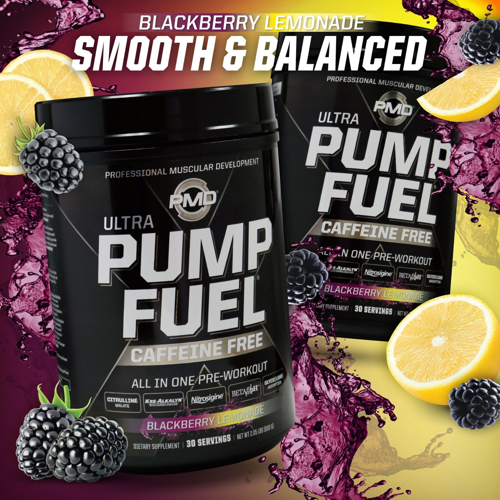 PMD SPORTS PUMP FUEL ULTRA – CAFFEINE FREE – BLACKBERRY LEMONADE (30 servings)