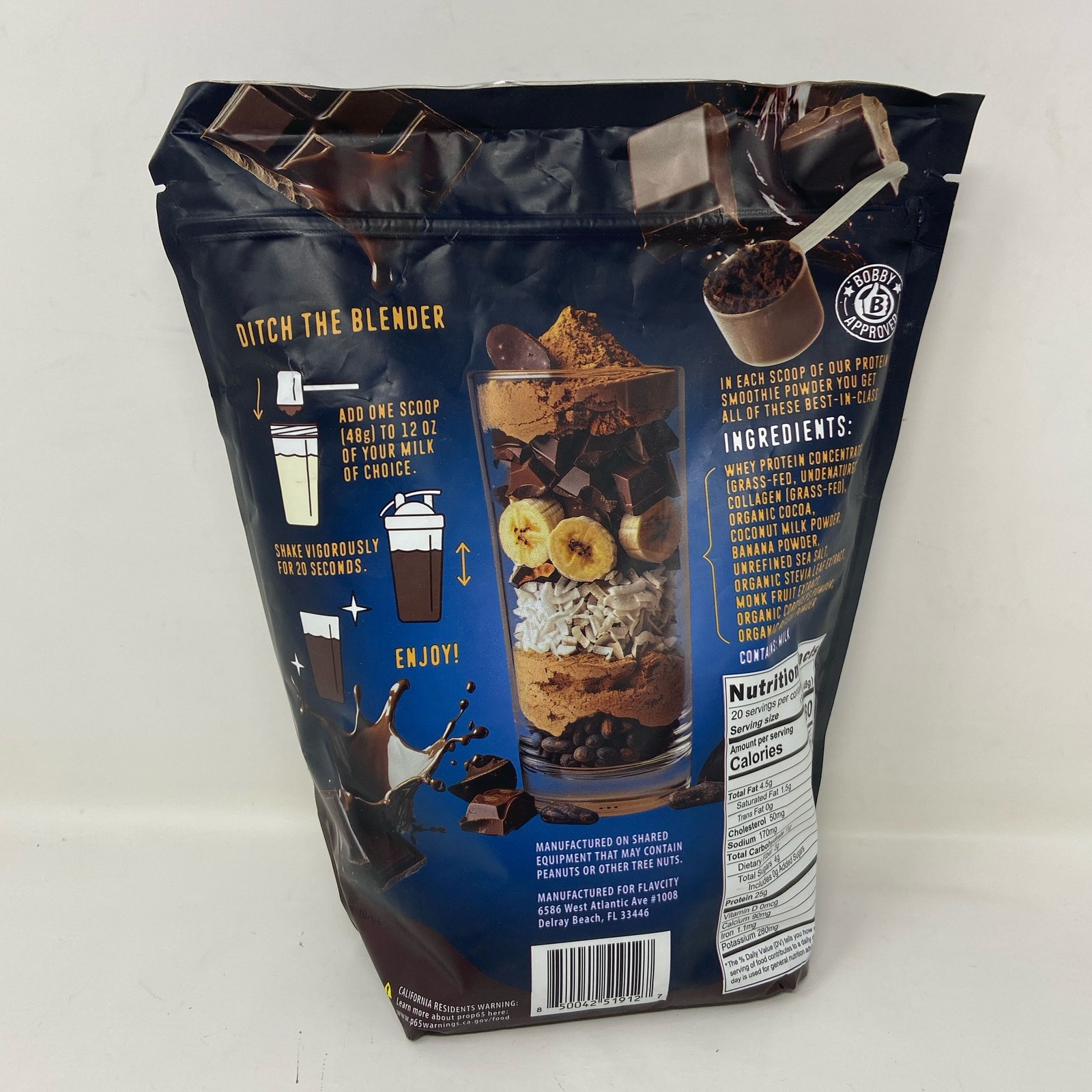 FlavCity Chocolate Protein Smoothie Powder 33.86oz 20 servings