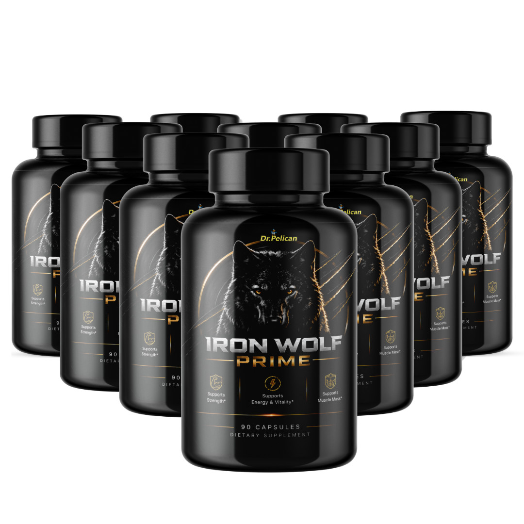 Iron Wolf Prime- Bodybuilding & Men’s Health Support- 10 Bottles- 900 Capsules