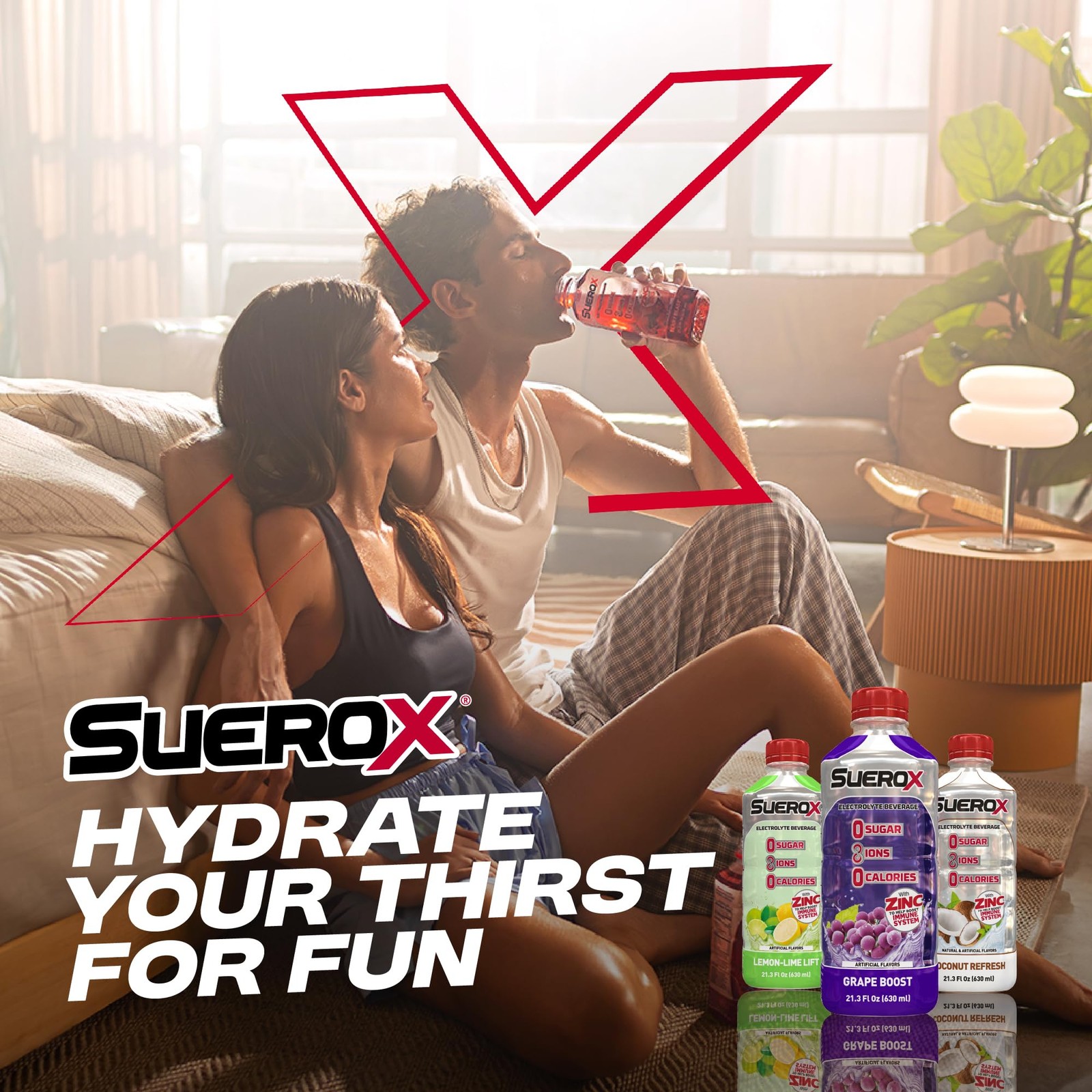 SueroX Zero Sugar Electrolyte Drink for Hydration and Recovery, 12 PACK