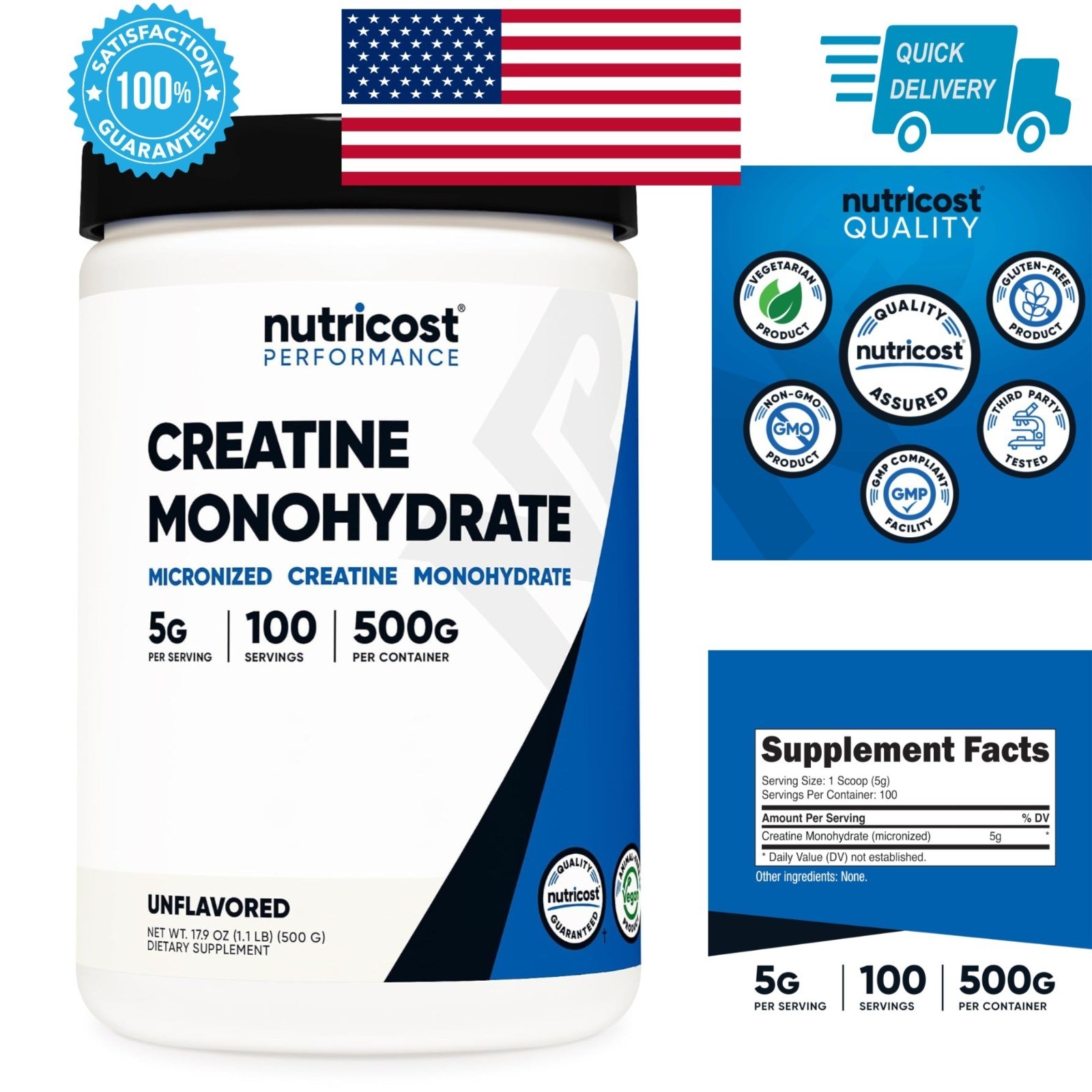 Nutricost Creatine Monohydrate Micronized Powder 500G – 100 Servings